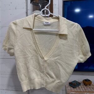 Cotton On Cream Button-Up Crop Top